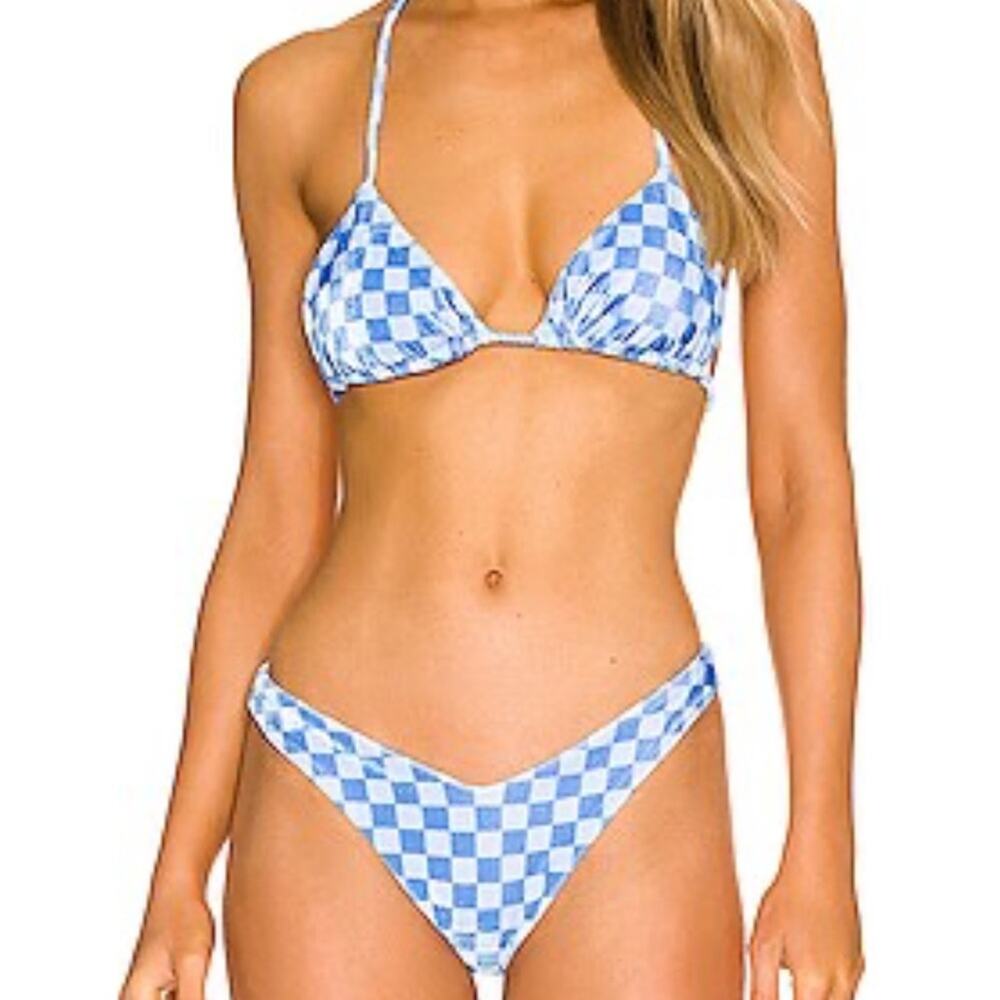 Peixoto Fifi Bikini Swimsuit in Velvet Blue Rivera Peach Size L & M - Picture 2 of 10